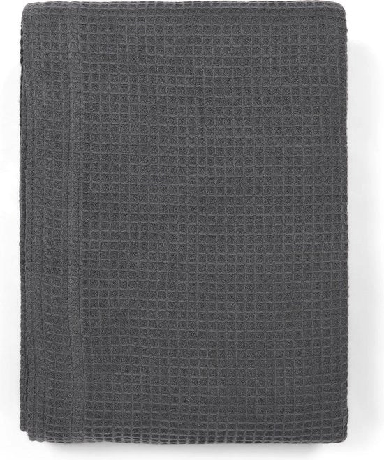 Biancheria da letto a quadri - Coperta 100% cotone - Wafeldeken - 270x250 - Antracite