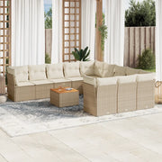 Set Divani da Giardino 12 pz con Cuscini Beige in Polyrattan 3223909