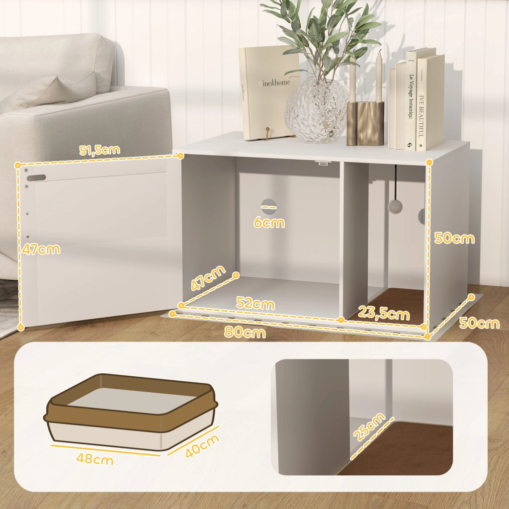 Mobile per gatti con lettiera e tiragraffi ¨C zephmum ¨C bianco 80x50x50 cm