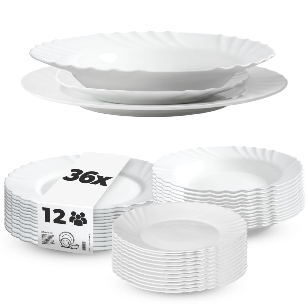 Servizio di stoviglie KADAX da 36 piatti, colore bianco