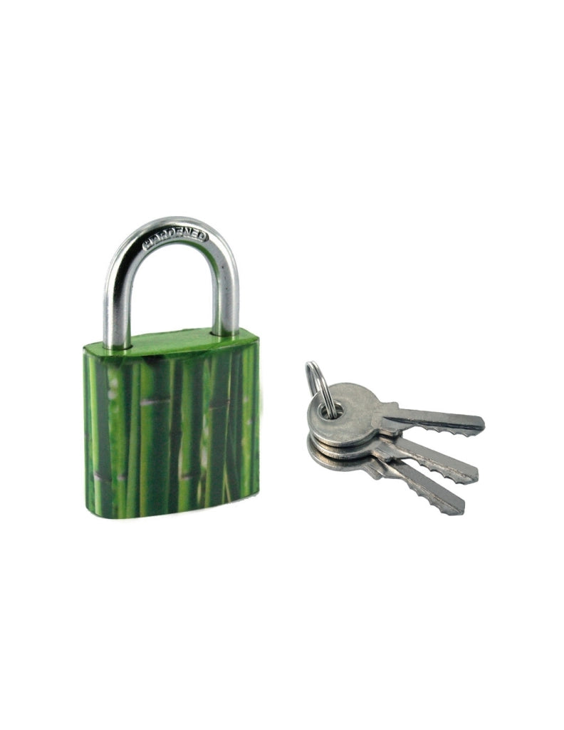 Lucchetto Green Idea Bamboo, acciaio, interno, arco in acciaio, 30mm, 2 chiavi - THIRARD