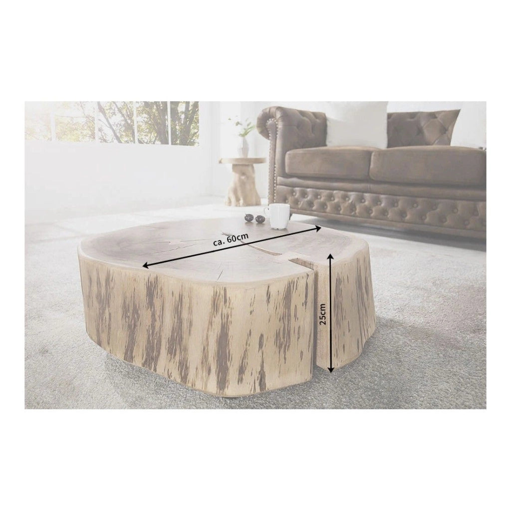 Tavolino basso NOMA rotondo 60 cm in legno massiccio di acacia – Tavolino basso design con piede in metallo discreto