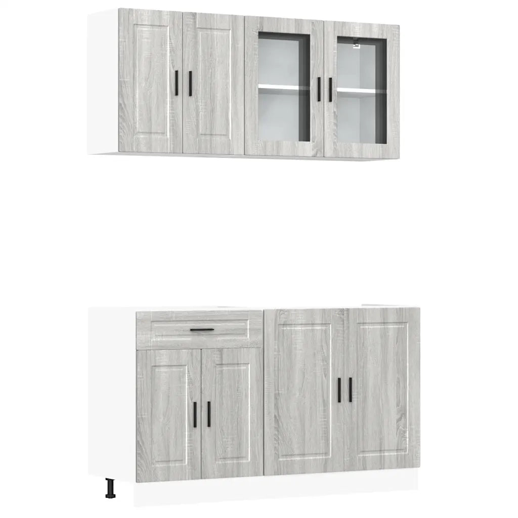 vidaXL Set Mobili da Cucina 4 pz Porto Grigio Sonoma in Truciolato