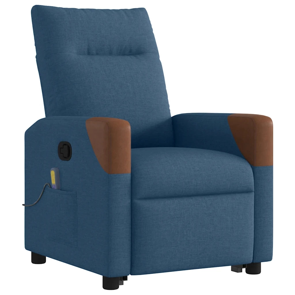 Poltrona Alzapersona Massaggiante Reclinabile Blu in Tessuto 3324020