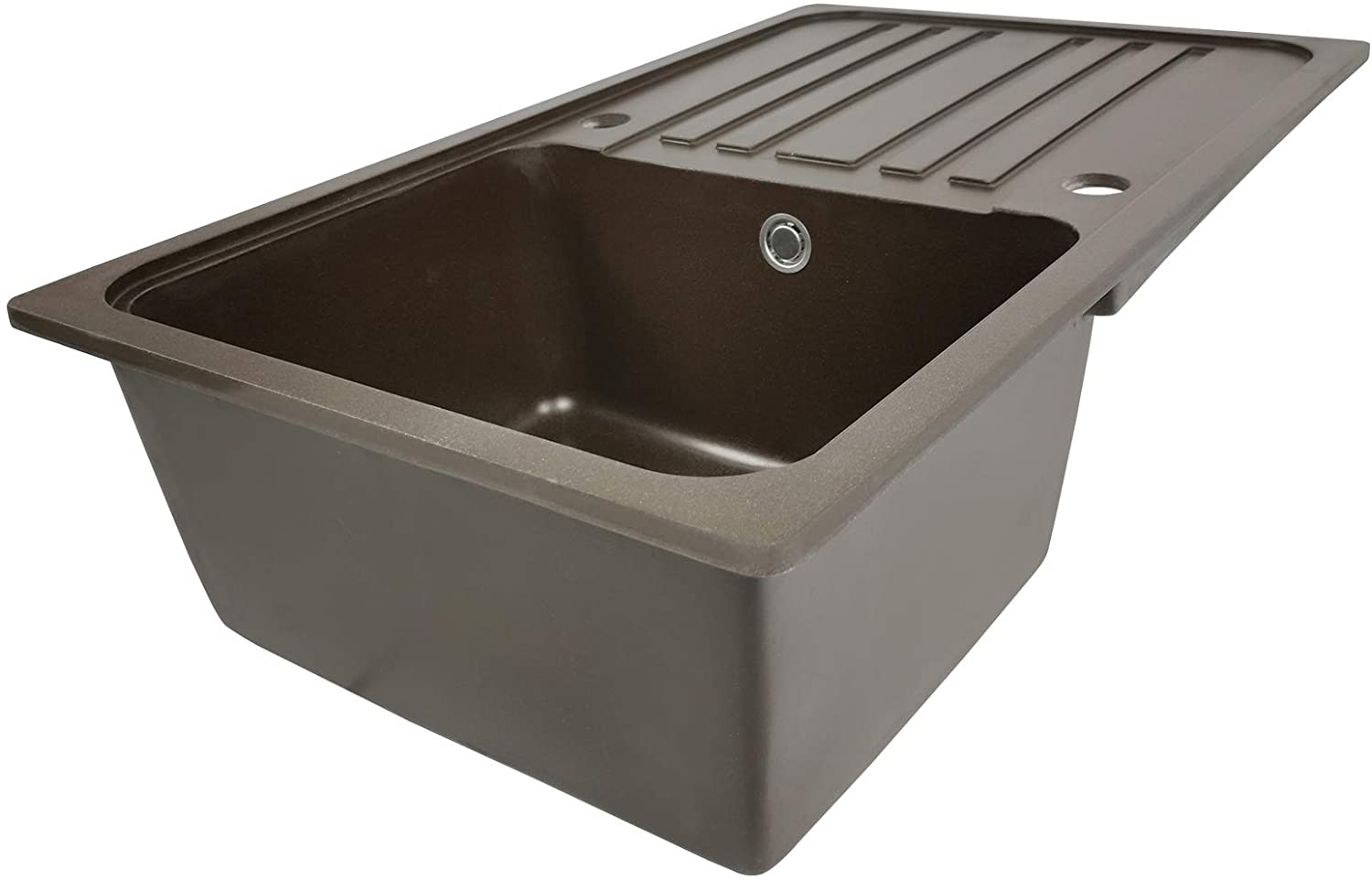 Lavello in granito con 1 vasca e gocciolatoio 76 x 46 cm per lavello cucina da incasso o sottopiano marrone attrezzatura da cucina 01_0000186