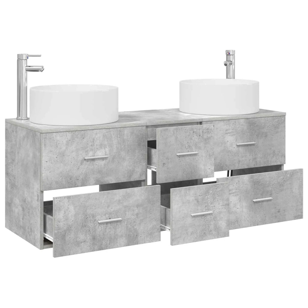 Set di mobili per il bagno 3 pz Grigio Cemento 3405958