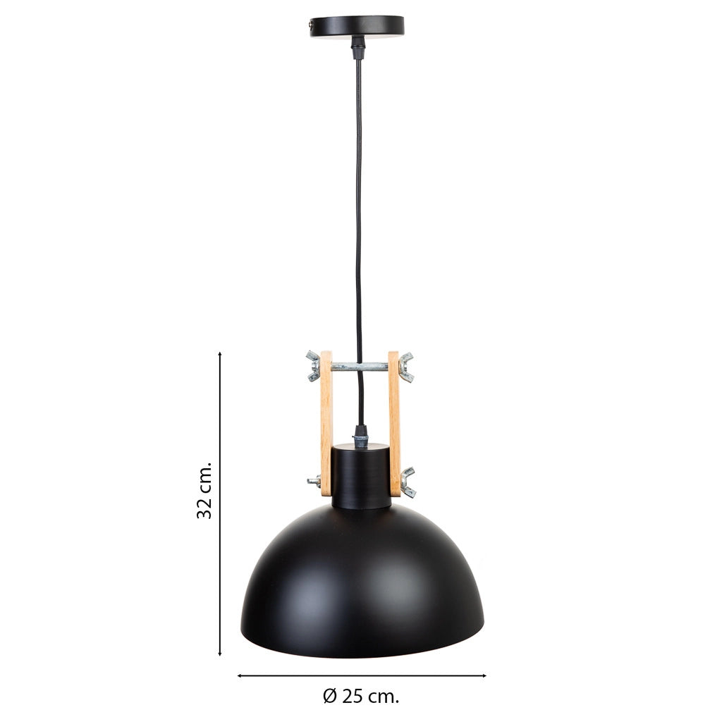 Lampada a sospensione in metallo nero 25x25x32h
