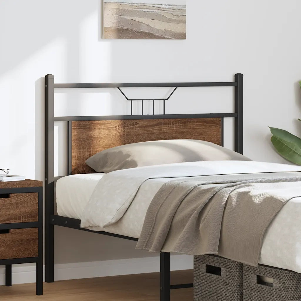 Testiera di Ricambio Rovere Marrone 107 cm in Legno Multistrato e Acciaio 4106871