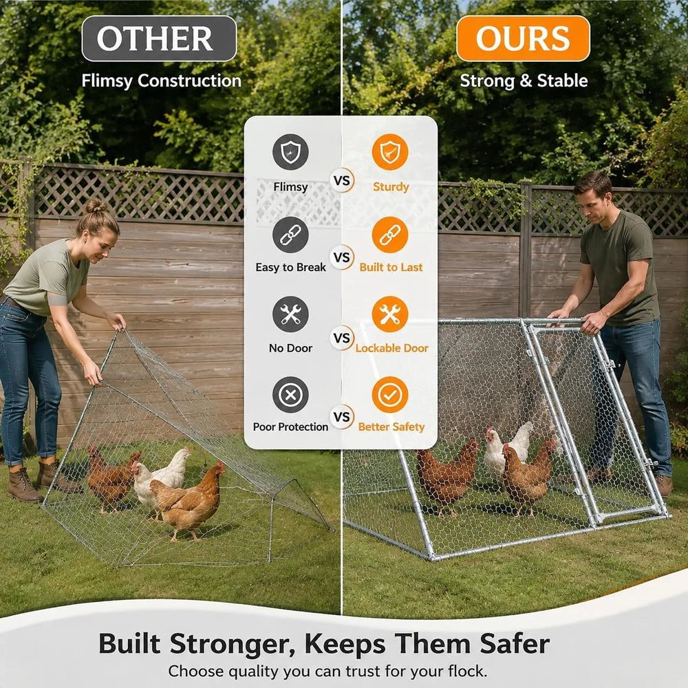 Chicken Cage, Silver, 200x105x91 Cm, Galvanized Steel