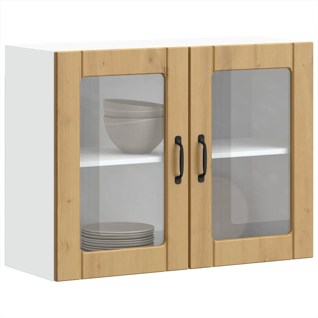 vidaXL Pensile da Cucina con Porta in Vetro Lucca Rovere Artigianale