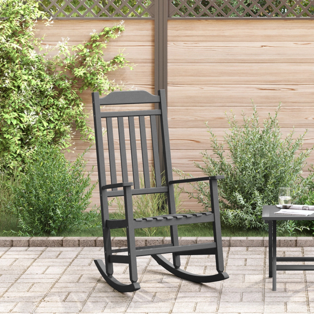 Sedia a dondolo da giardino Nera 65x84x114 cm HDPE