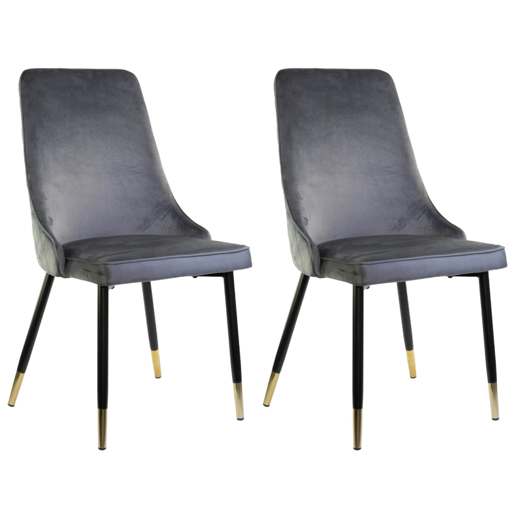 Sedia SAINT TROPEZ con Struttura in Metallo Nero e Oro Seduta Imbottita in Velluto, Poltroncina di D 2 X S.TROPEZ GRIGIO