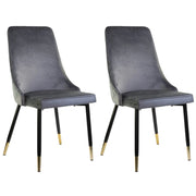 Sedia SAINT TROPEZ con Struttura in Metallo Nero e Oro Seduta Imbottita in Velluto, Poltroncina di D 2 X S.TROPEZ GRIGIO