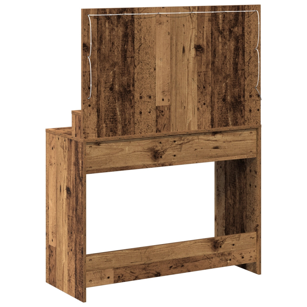Tavolo da Toeletta con Luci LED - Legno Vintage - 100x41x135 cm