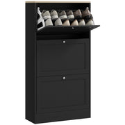 Mobile Scarpiera 3 Ante a Ribalta 60x23,5x115 cm in Legno Nero