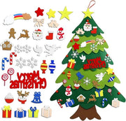 Vilten kerstboom decorativo per bambini - set di decorazioni per albero di Natale in velluto - 32 pezzi di decorazione da staccare - decorazione per parete porta.