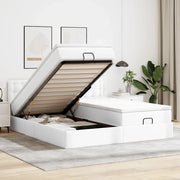 Struttura Letto Pouf con Materassi Bianco 200x200 cm Similpelle