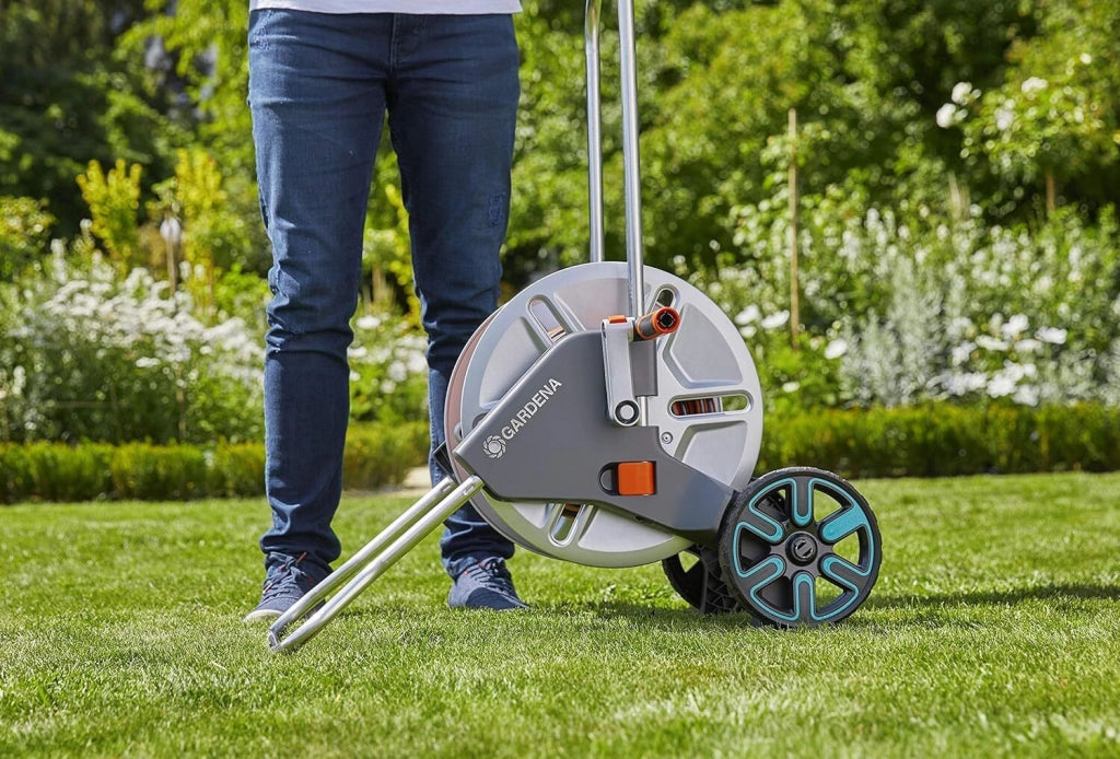 Gardena 18550-20 avvolgitubo da giardino Avvolgitubo multiposizione Manuale Nero, Acciaio inossidabile