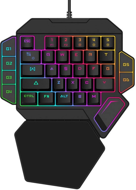 Tastiera meccanica a un solo gomito, USB, 7 colori RGB (nero).