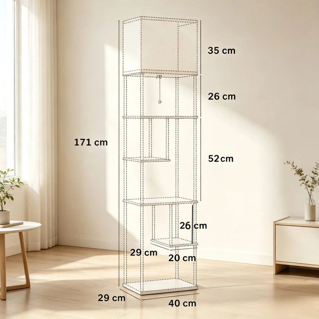 LAMPADA da terra dimmerabile 40x29x171 cm con ripiani e telecomando
