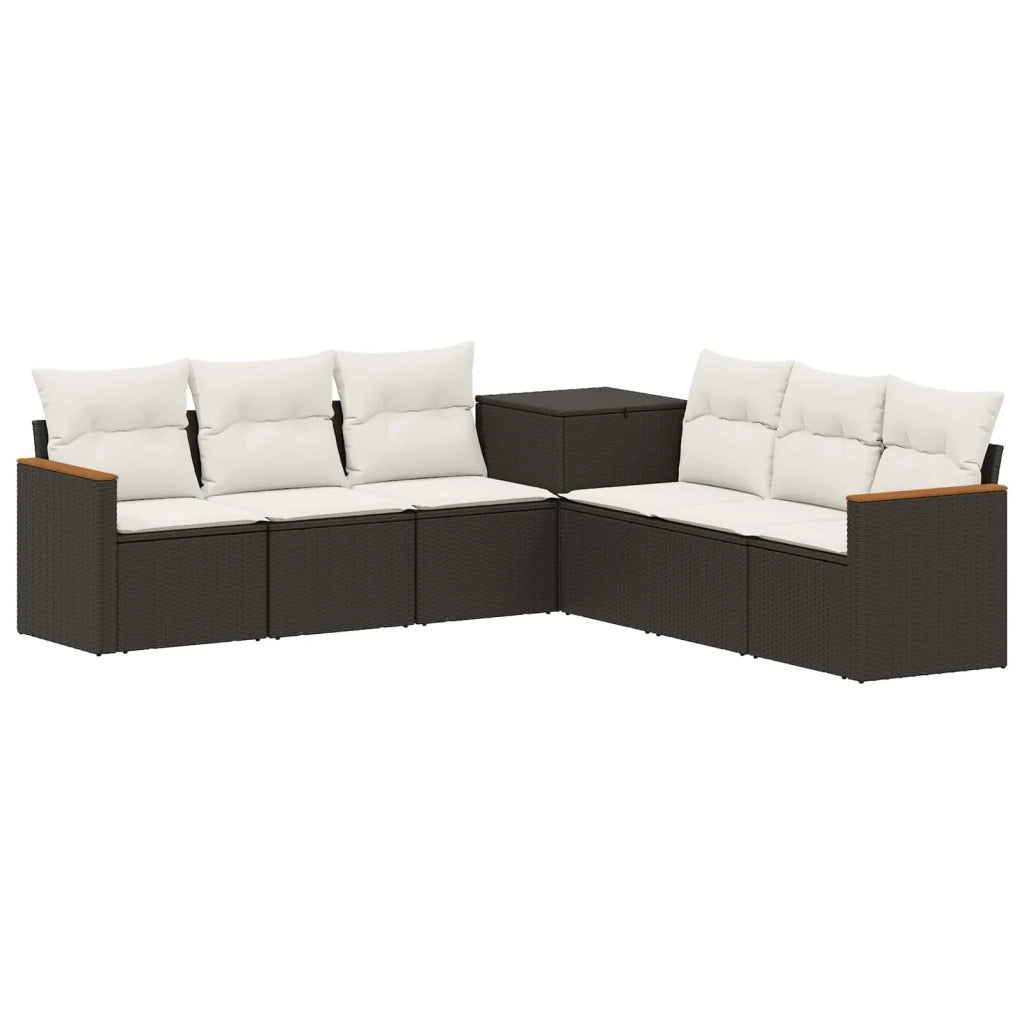 Set di divani 7 pz Nero e Bianco Crema 3448855