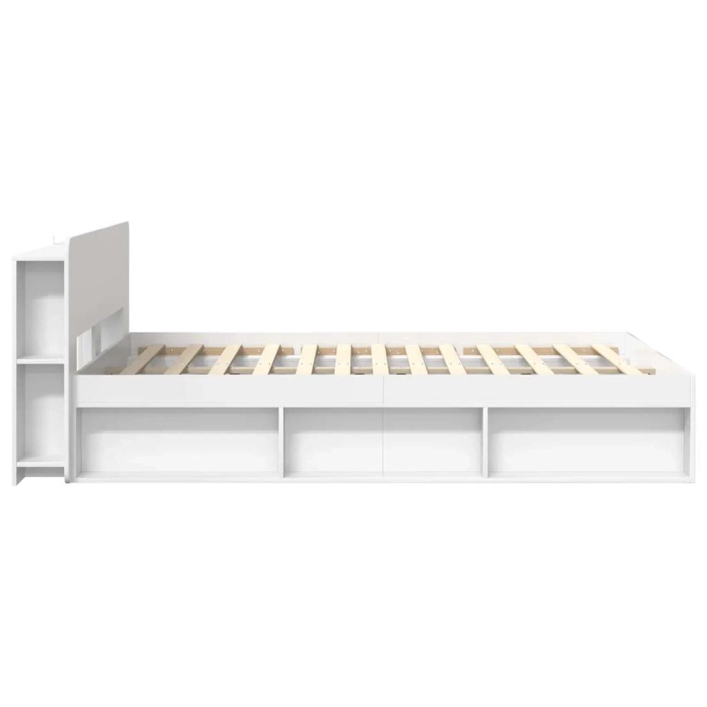 Telaio del letto con storage con testiera Bianco 150 x 200 cm
