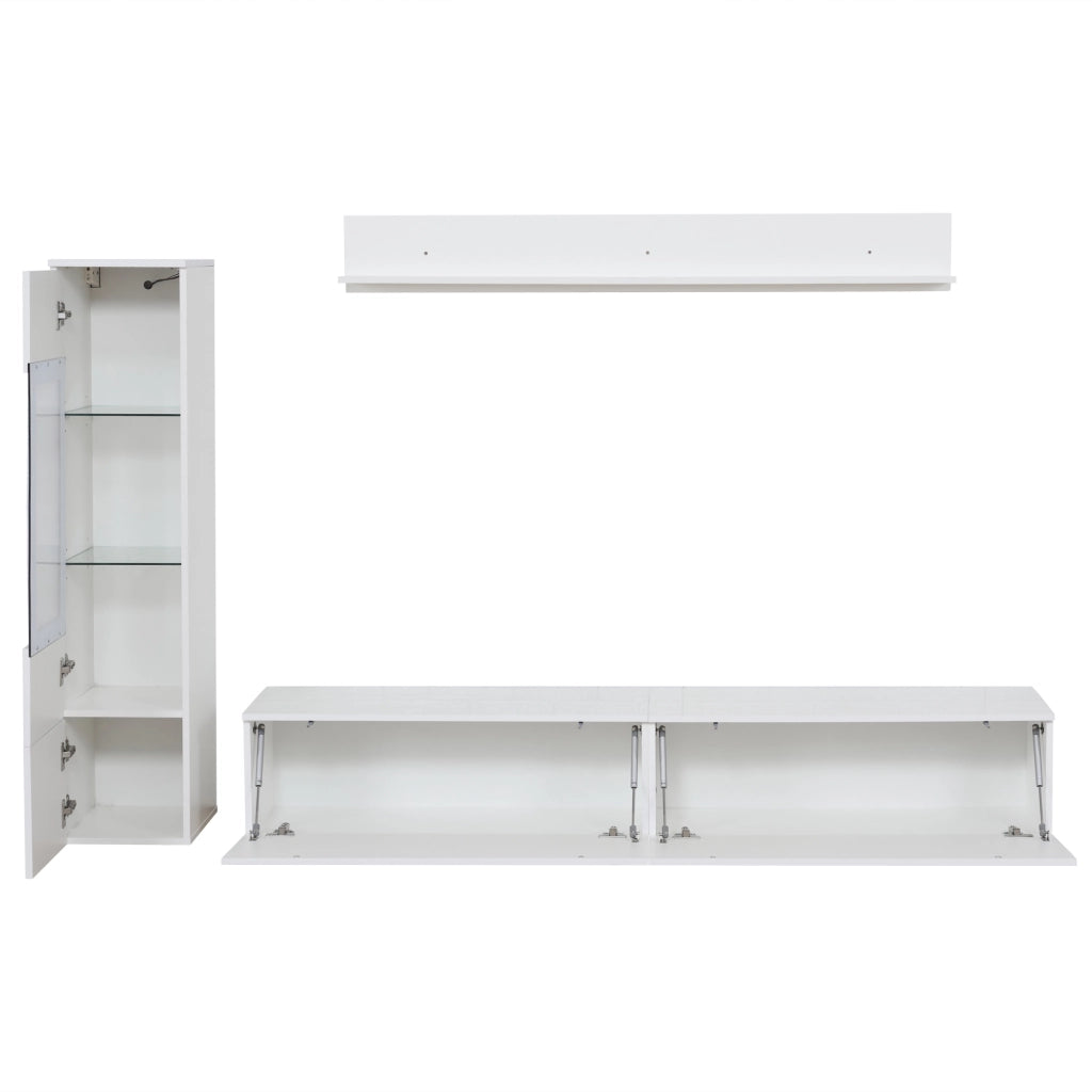 Set TV 3 pezzi con illuminazione LED - Zephmum - Bianco lucido