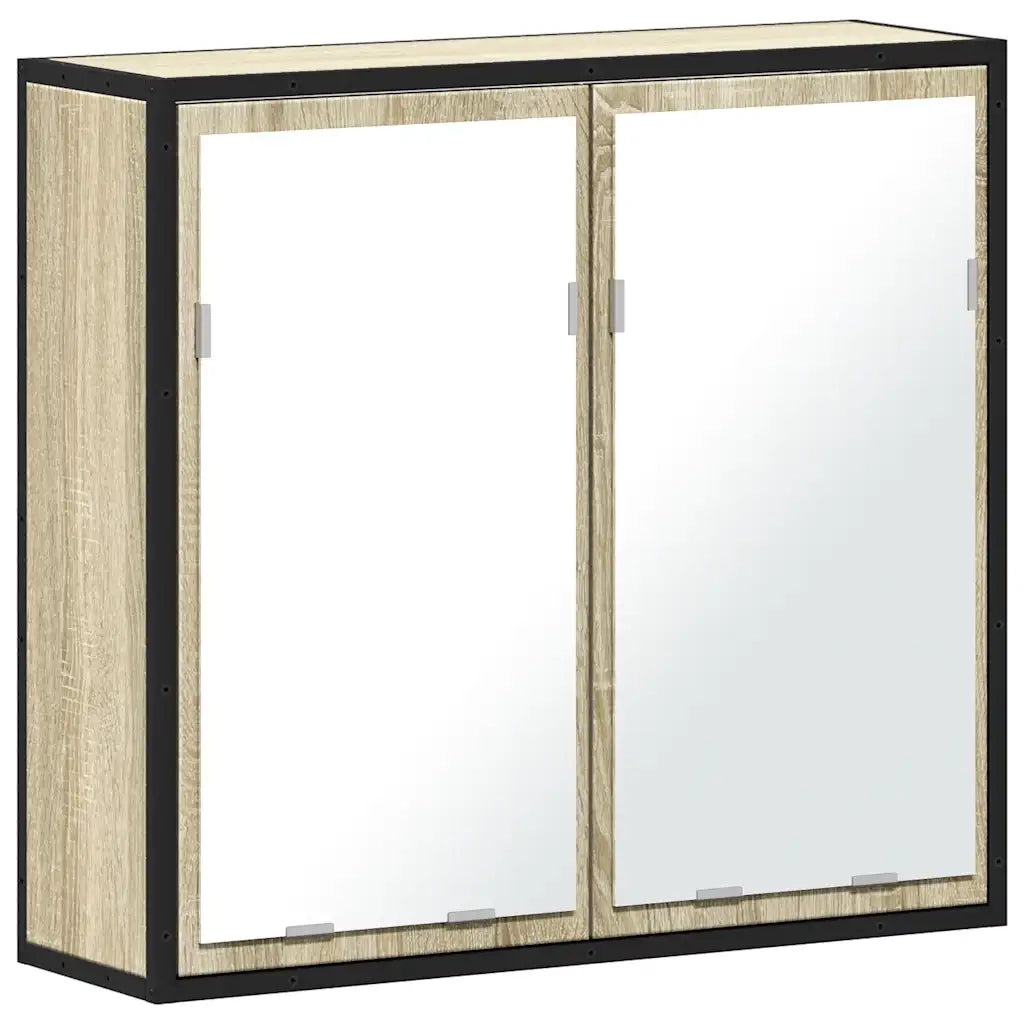 Mobiletto con specchio per bagno in rovere Sonoma 65x20x60 cm in legno ingegnerizzato 849255