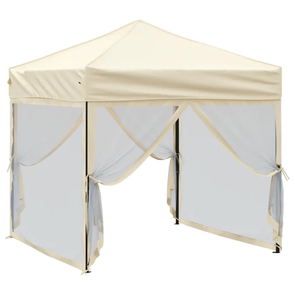 Tenda per Feste Pieghevole con Pareti Laterali-Tenda Gazebo Crema 2x2 m 449409