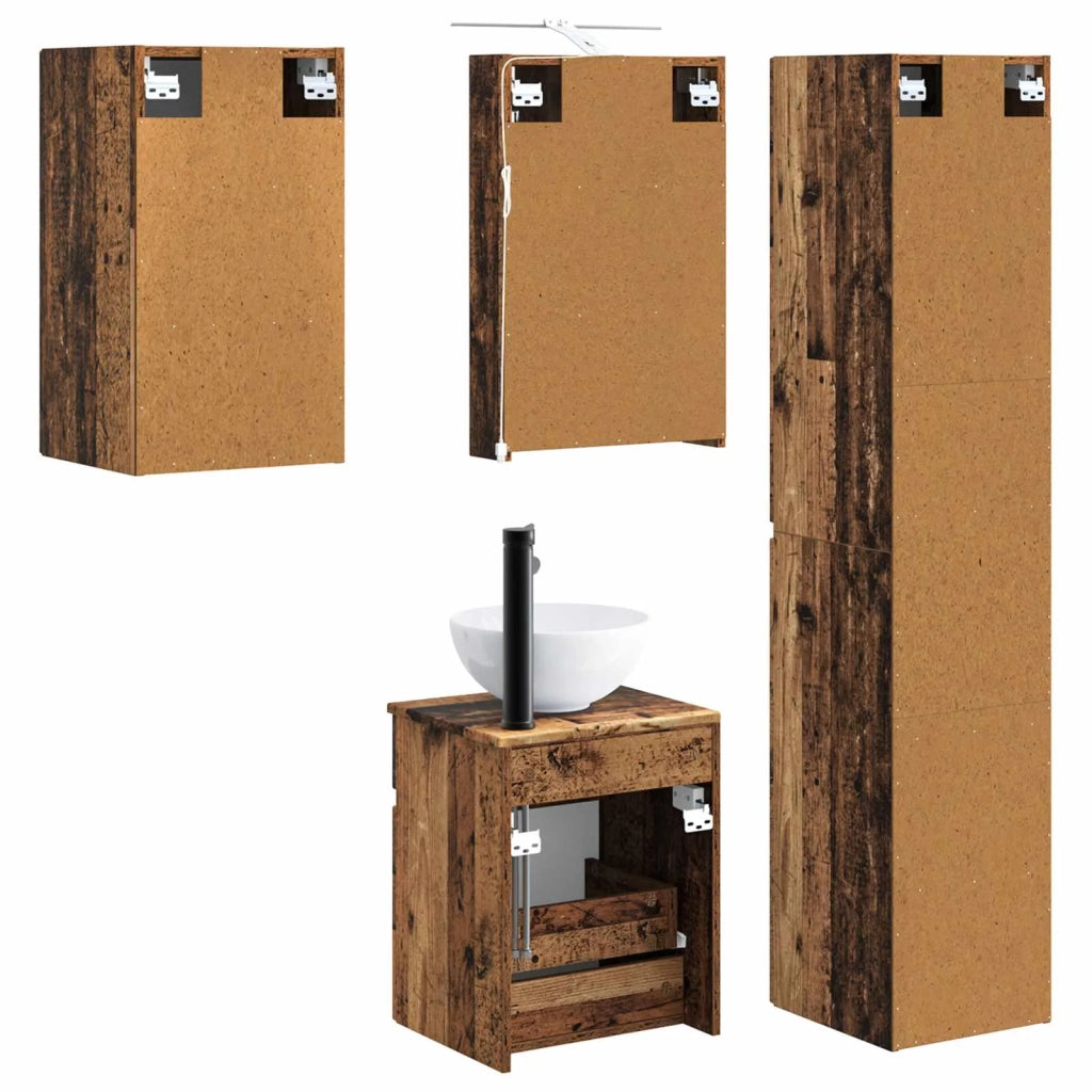 Set di Armadi da Bagno 5 pcs Legno antico 40 x 10,5 x 60,5 cm 3407341