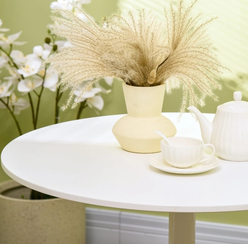 Tavolo rotondo bianco Ø80 cm in MDF con base in acciaio