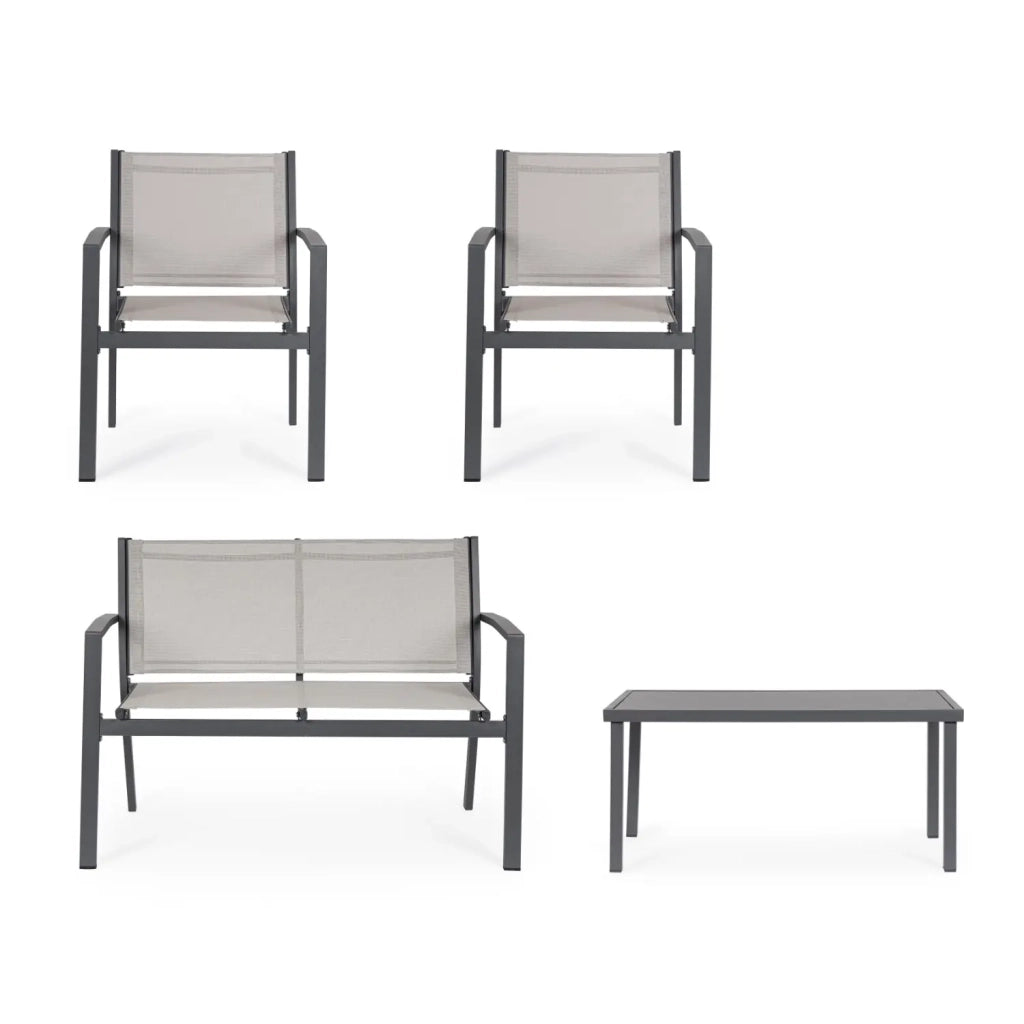 Salotto da giardino Florida 4 pezzi grigio chiaro