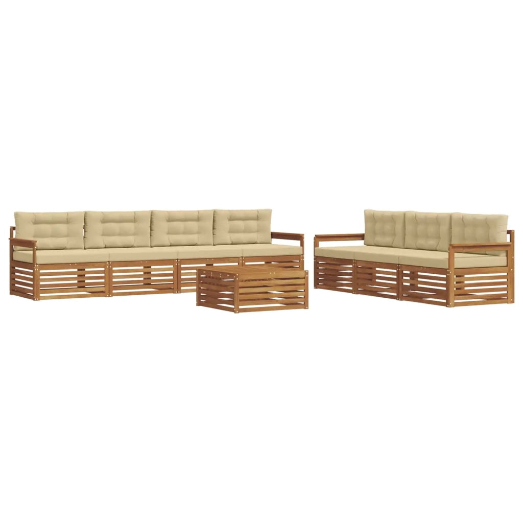 Set di divani da esterno con cuscino 8 pcs Naturale e Beige
