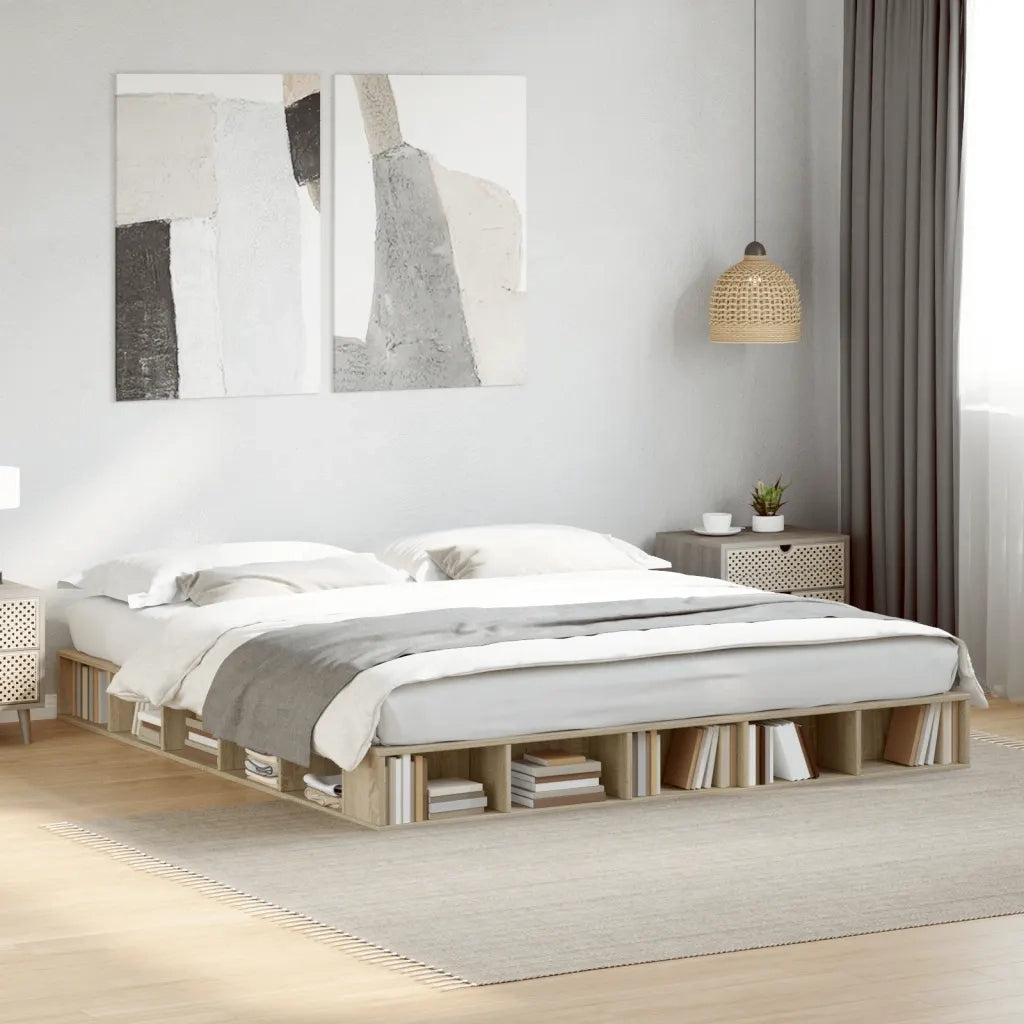 Giroletto-Struttura Letto Rovere Sonoma 200x200 cm in Legno Multistrato 793717