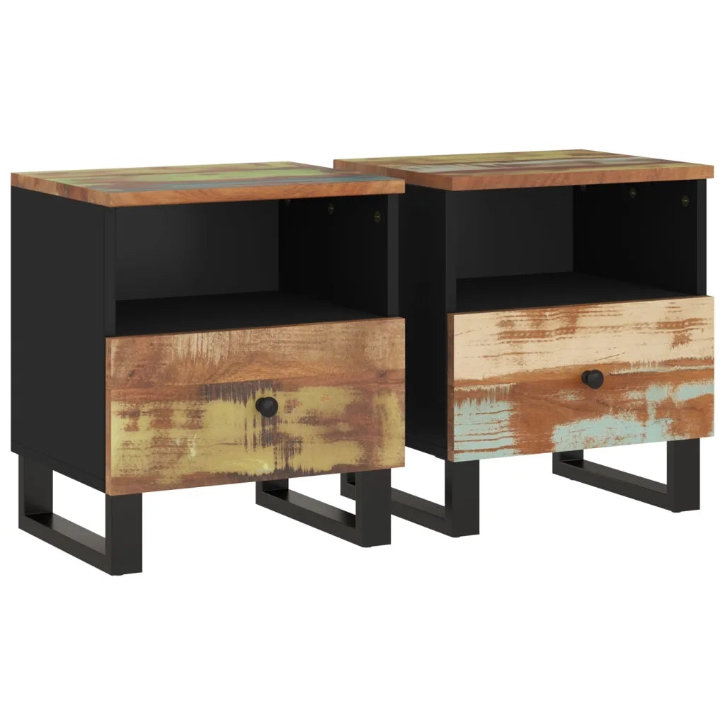 Comodini 2pz in Legno Massello di Recupero e Legno Multistrato 350653