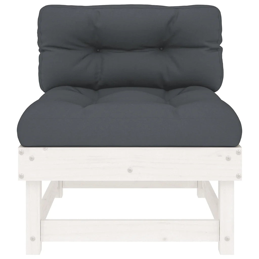 Divano componibile-Divani Centrali con Cuscini 2 pz Legno Massello di Pino Bianco 245216
