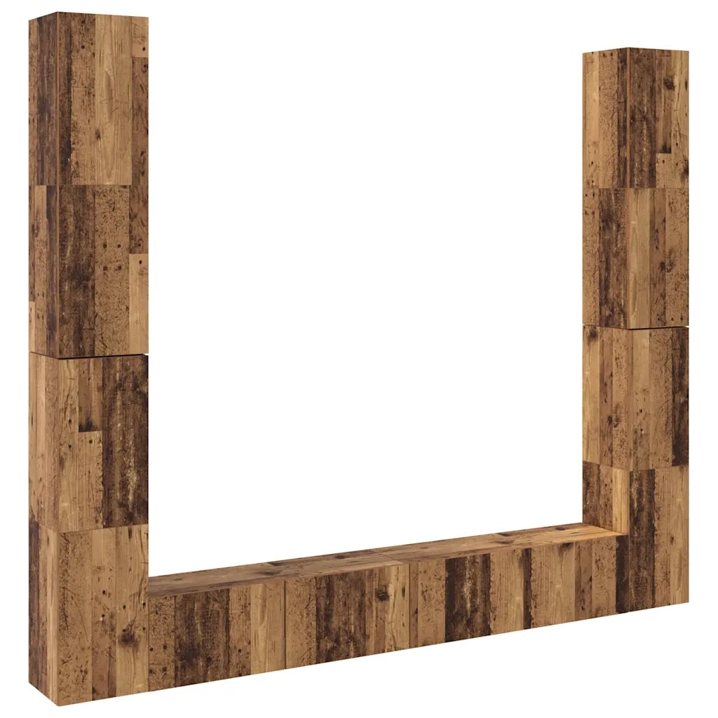 vidaXL Mobili TV a Parete 6 pz Legno Vecchio Legno Multistrato