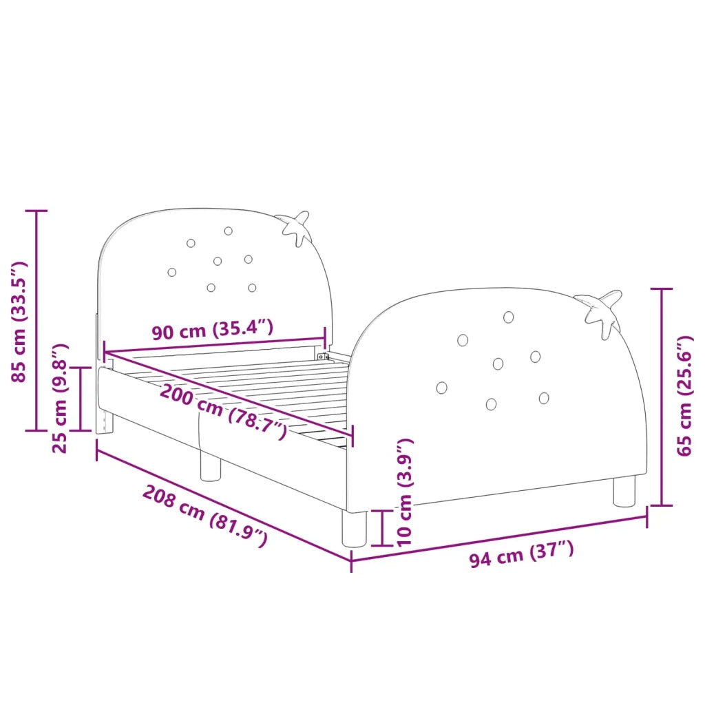 Struttura letto bambini con testata Rosa 90 x 200 cm Velluto 42011073