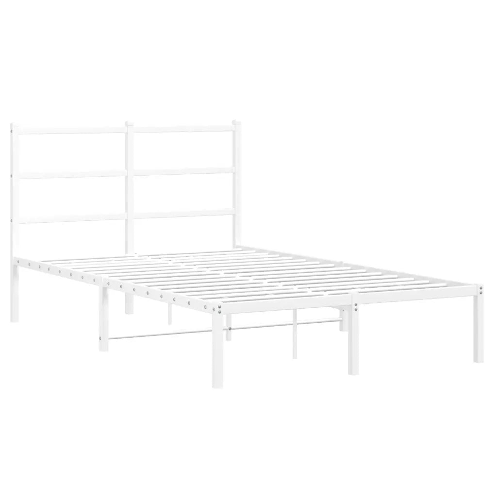 Letto matrimoniale | Letto per adulti | Giroletto con Testiera Metallo Bianco 120x190 cm
