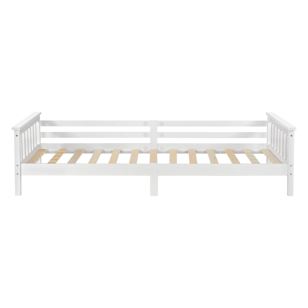Letto per Bambino/Ragazzo con Materasso Ipoallergenico a Schiuma Fredda 90x200 cm Letto di Design Moderno in Legno di Pino con Testiera e Pediera - Bianco