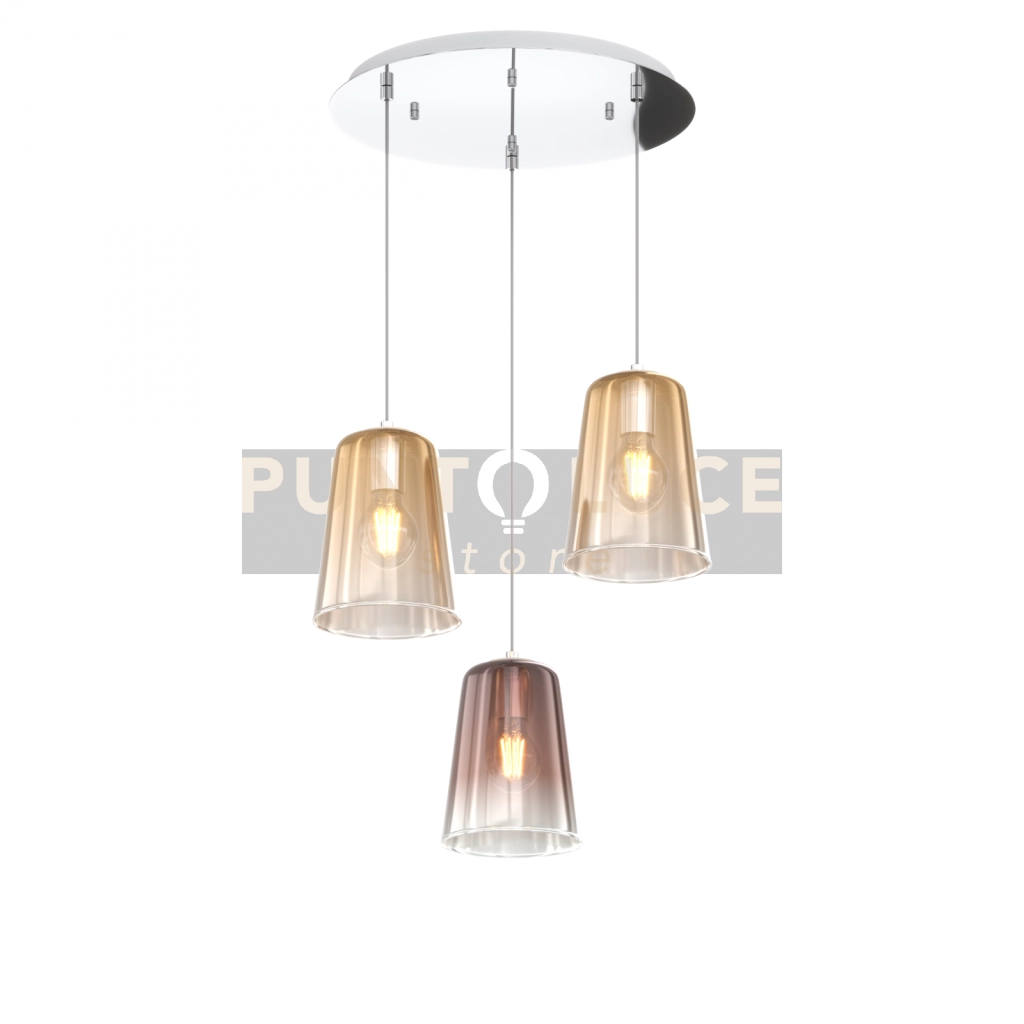 SOSPENSIONE CROMO TONDA 3 LUCI (2 AM + 1 RA) 1164CR-S3 T-AR