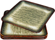 Set di piatti in ceramica da 4 pezzi, per piatti principali, con bistecca, pane, risotto, pasta, antipasti, resistente a microonde, forno e lavastoviglie, resistente alle abrasioni (piatto da quattro lati nero)