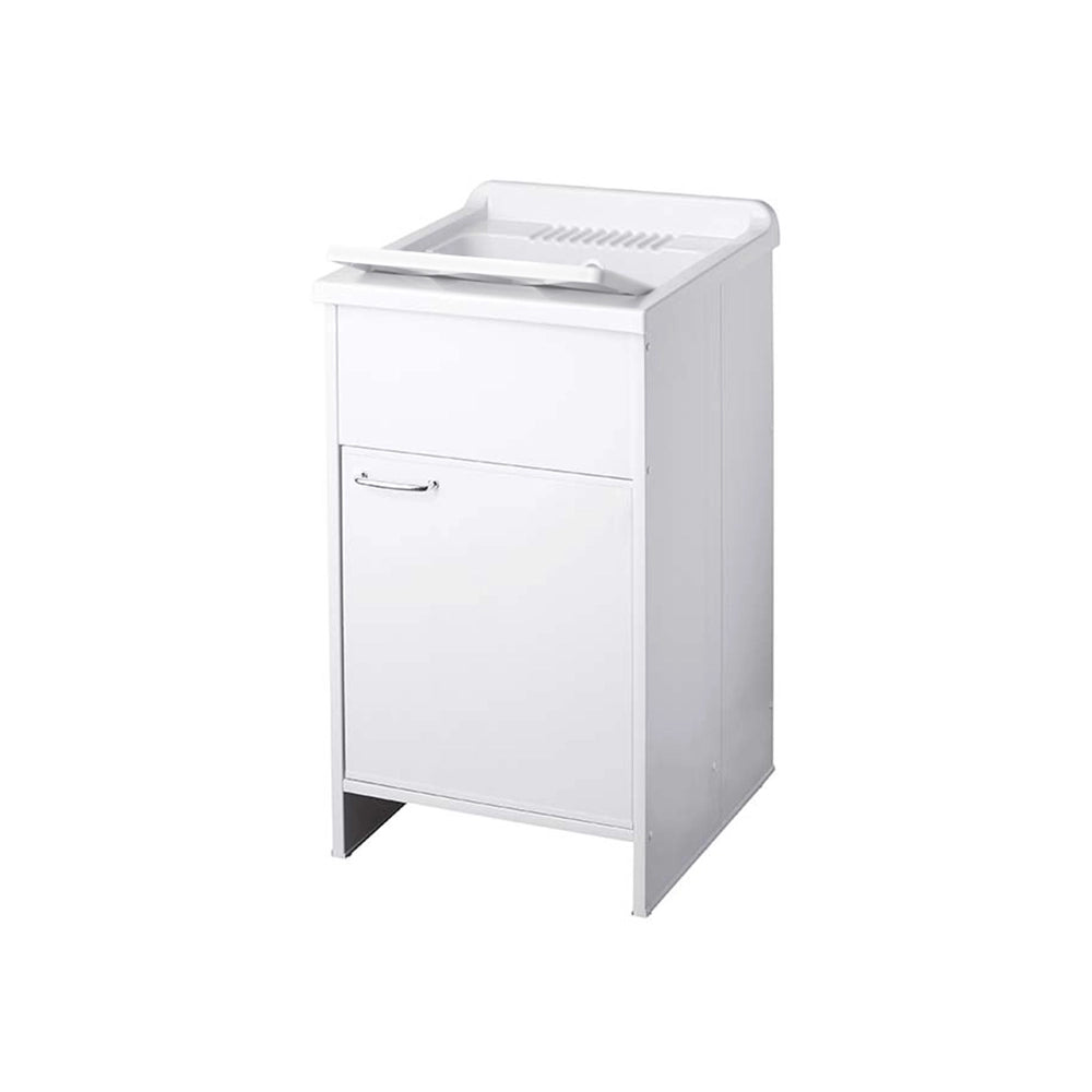 Mobile lavatoio in kit per esterni 45x50 cm in PVC bianco - vasca e asse in PP, sifone e troppopieno | Junior