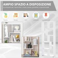 Libreria Scaffale Moderna di Design a 8 Ripiani in Legno Truciolare, Arredamento Casa e Ufficio, 70x24x178cm Bianco