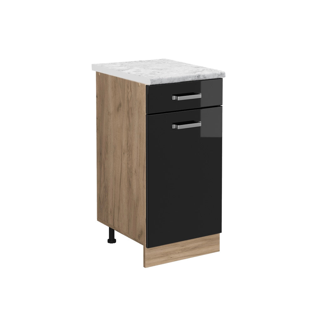 Vicco Mobiletto base per cucina Nero lucido 40 cm PL Marmo