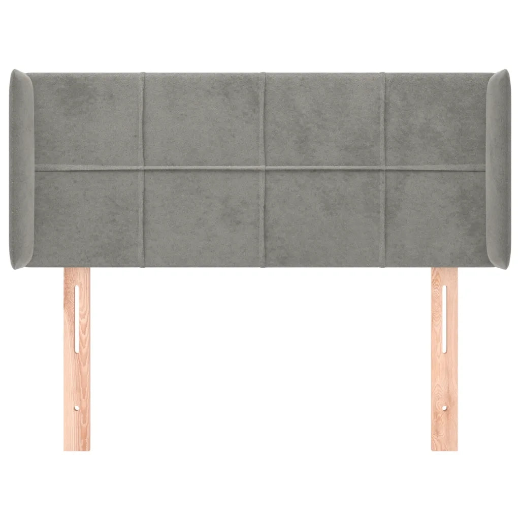 Testiera | Testata ad Orecchio Grigio Chiaro 103x16x78/88 cm in Velluto