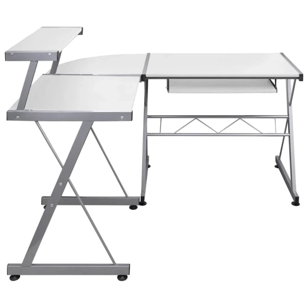 Scrivania angolare postazione computer scrivania studio computer 132 x 112 x 99 cm legno ingegnerizzato bianco 02_0023730