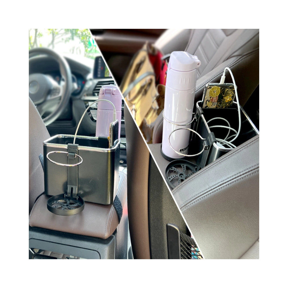 Trade Shop - Organizer Per Bracciolo Universale Portaoggetti Per Auto Con Porta Bicchieri -