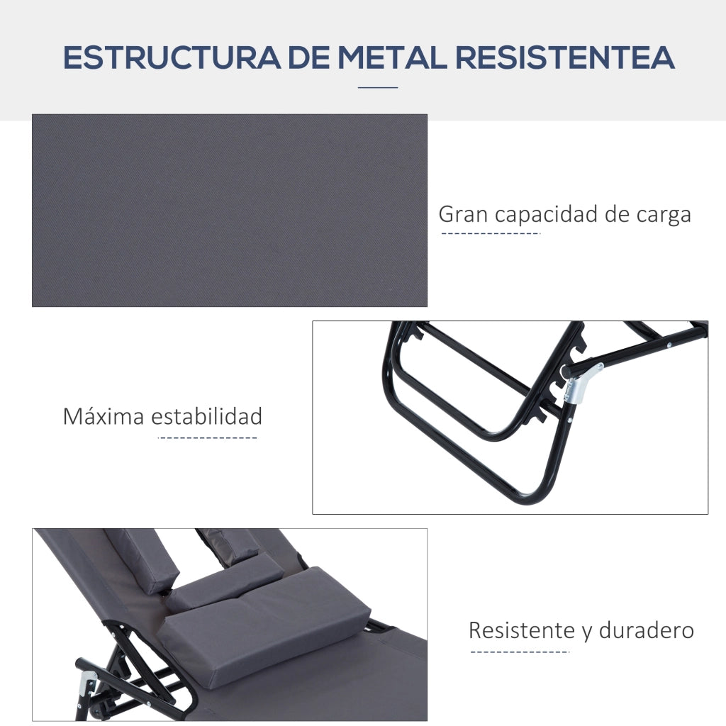 Tumbona pieghevole ¨C zephmum ¨C grigio metallo tela Oxford 190x56x28 cm