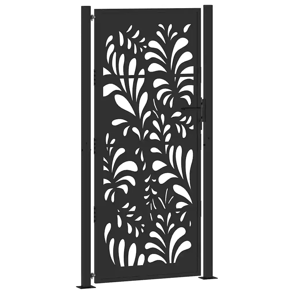 Cancello da giardino nero 100x200 cm in acciaio design ondulato 4100973